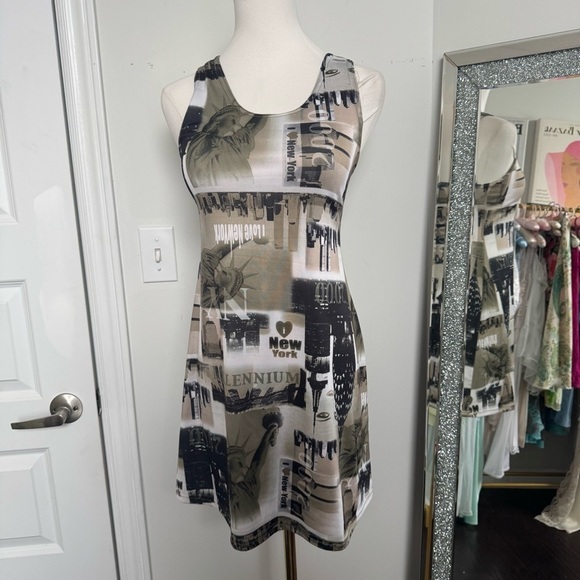 Vintage 90s New York Black and Gray miniWomen's Dress grunge fairy goth M - Picture 2 of 5